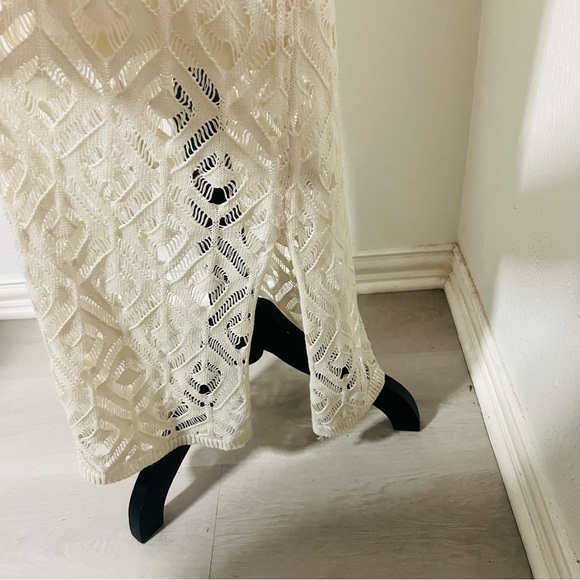 Freshman Small Women Crochet Line Cream Long Sleeve Sheath Dress Resort Wear NWT - Picture 4 of 12